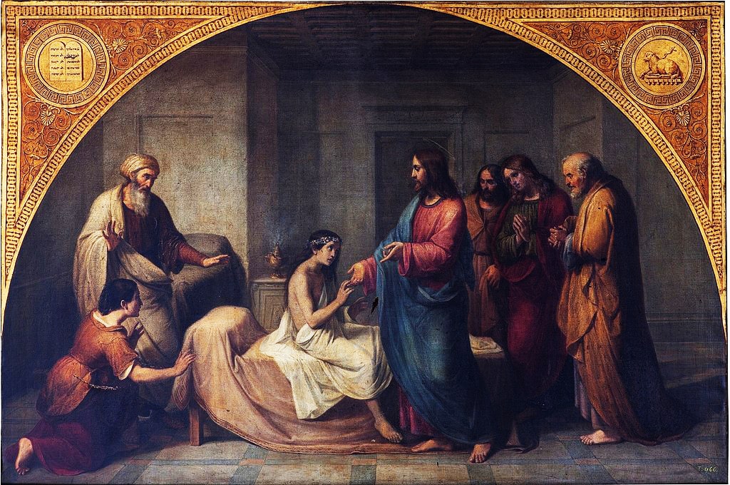 En una pintura Jesús es representado devolviendo a la vida a la hija de Jairo. 